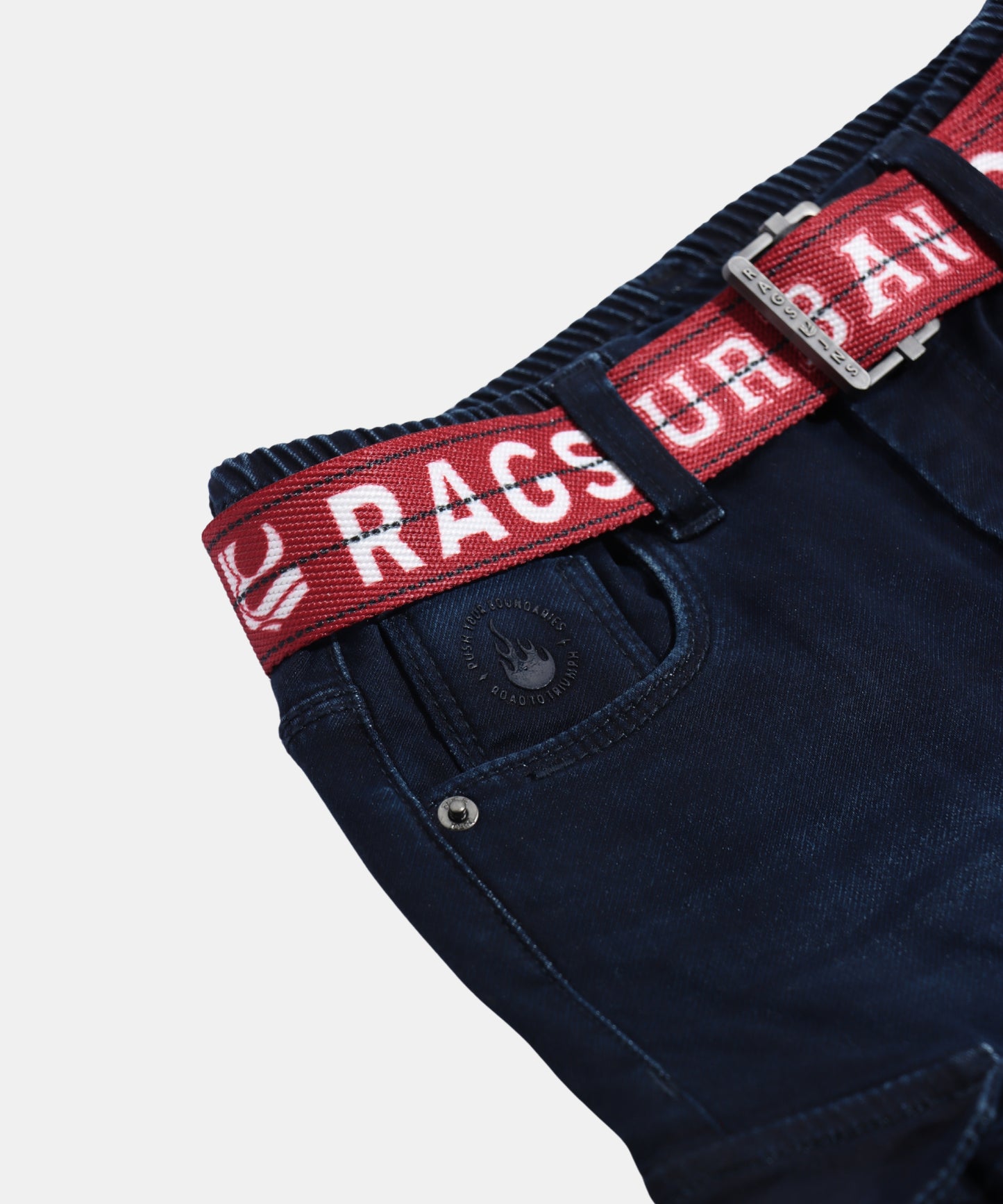 Rags Navy Blue Boys Cargo Jeans with Belt