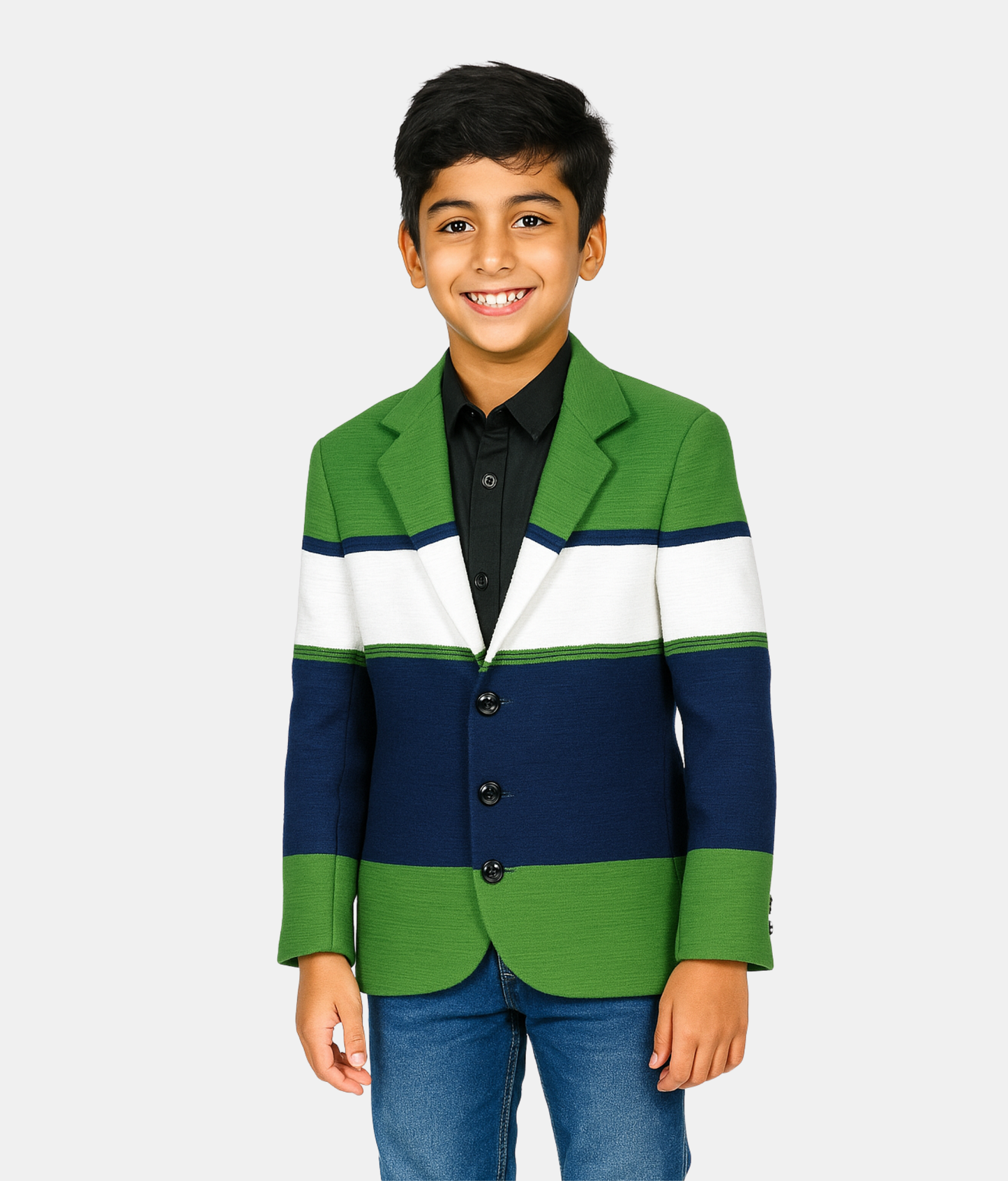 Danaboi Green & Blue Striped Boys Blazer