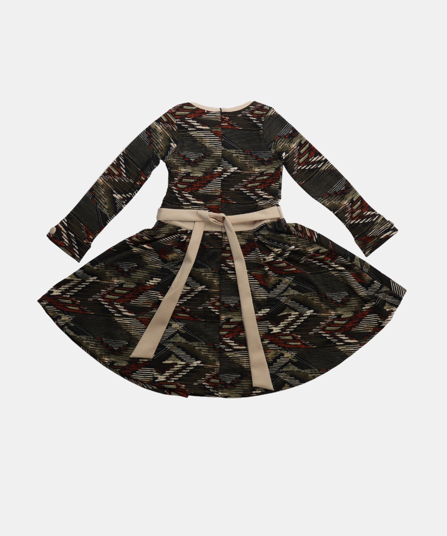 Tiny Girl Brown Abstract Print Girls Frock