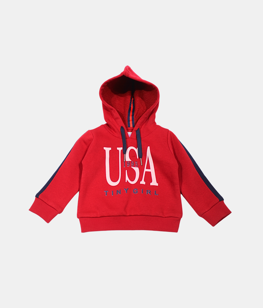 Tiny Girl Red Girls Hoodie Full Sleeve