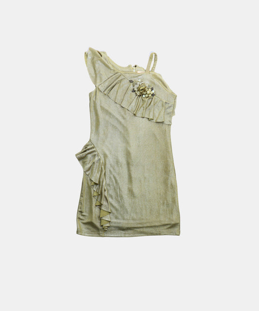 Tiny Girl Olive Green One-Shoulder Girls Dress