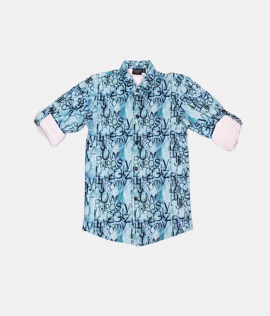 Danaboi Aqua Alphabet Print Boys Shirt