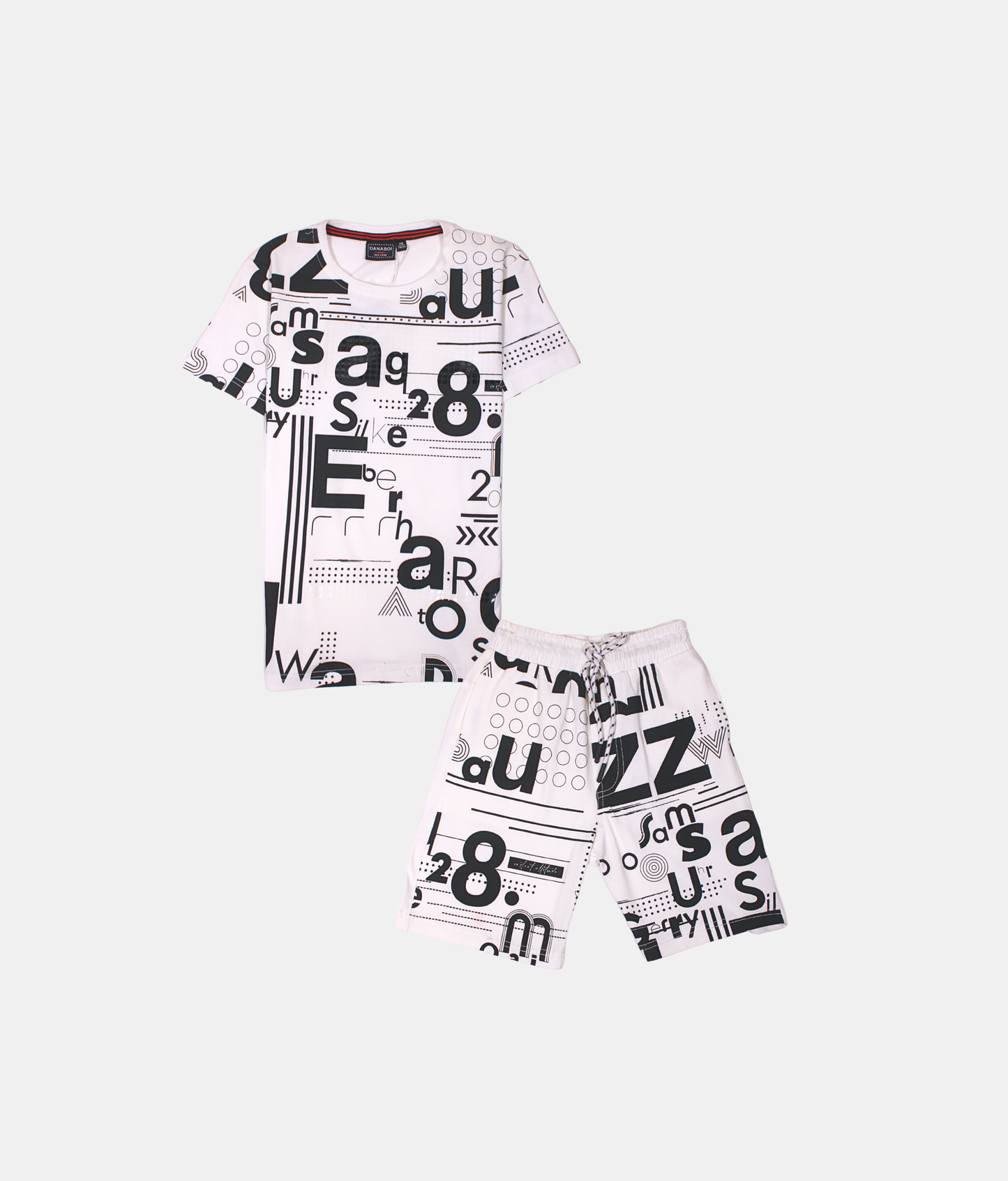 Danaboi White Typographic Boys Co-ord Set