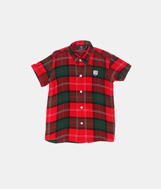 Danaboi Red and Green Checked Boys Shirt