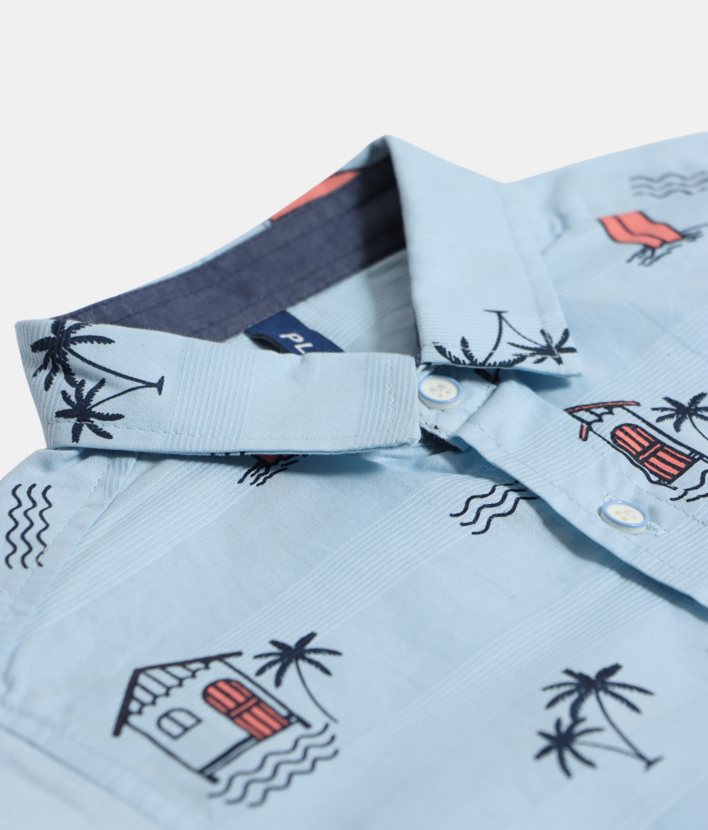 Little Kangaroos Light Blue Printed Boys Short Shirt