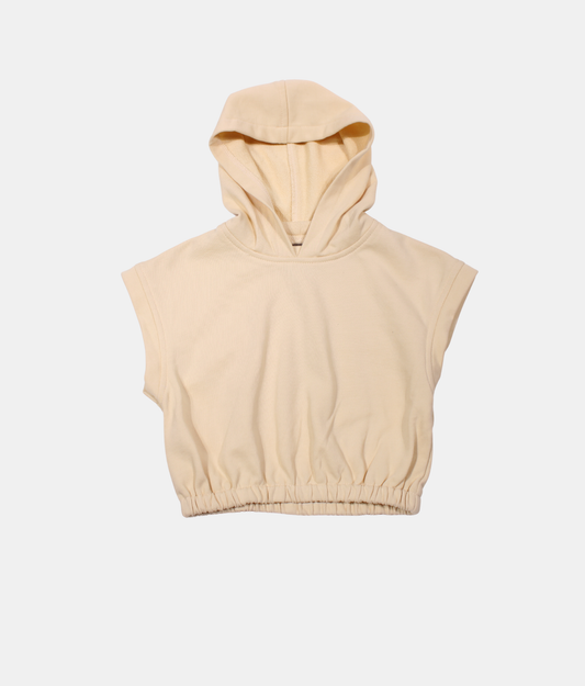 Tiny Girl Beige Girls Sleeveless Hoodie