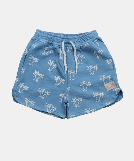 Tiny Girl Blue Palm Tree Print Baby Shorts
