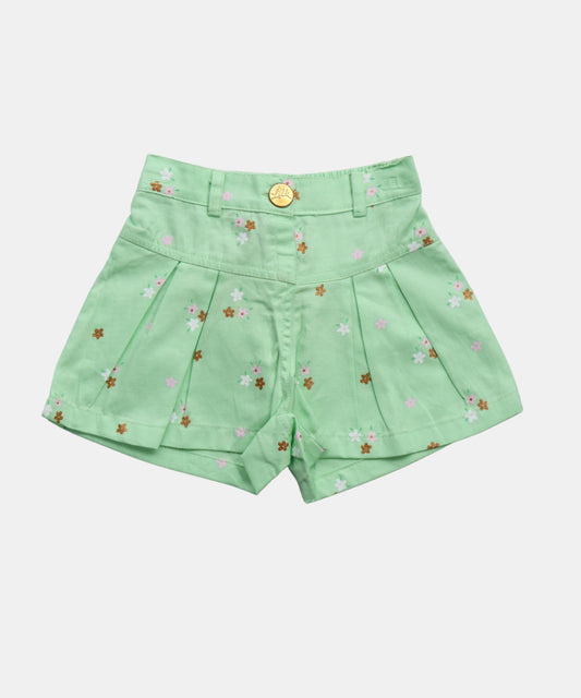 Tiny Girl Mint Green Floral Baby Shorts