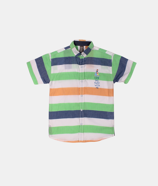 Danaboi Multicolour Striped Boys Shirt with Nautical Print
