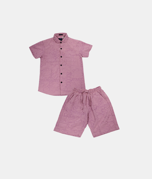OKS Pink Boys Shirt and Shorts Set