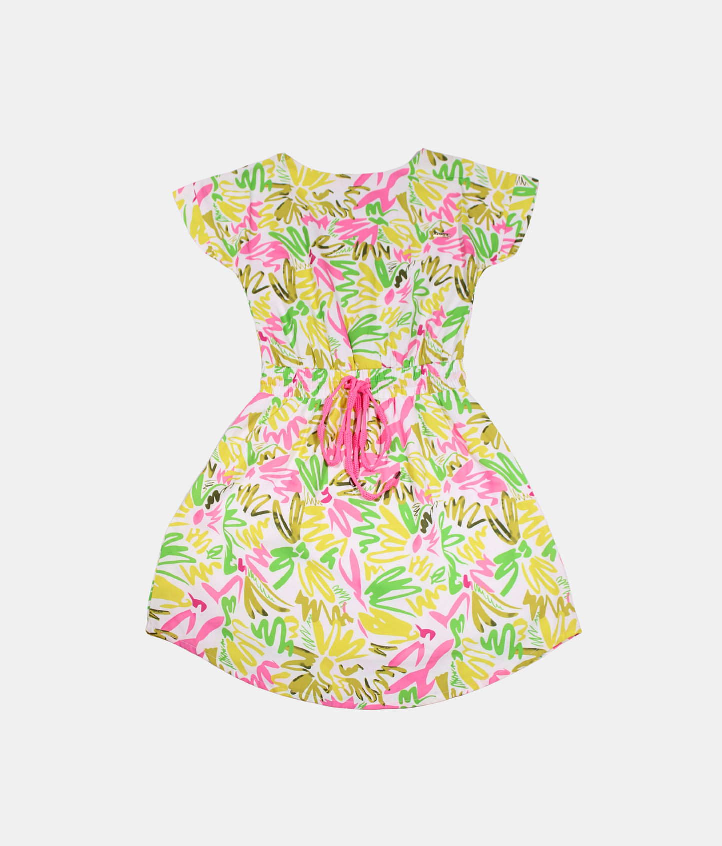 Tiny Girl Pink Yellow Floral Girls Dress