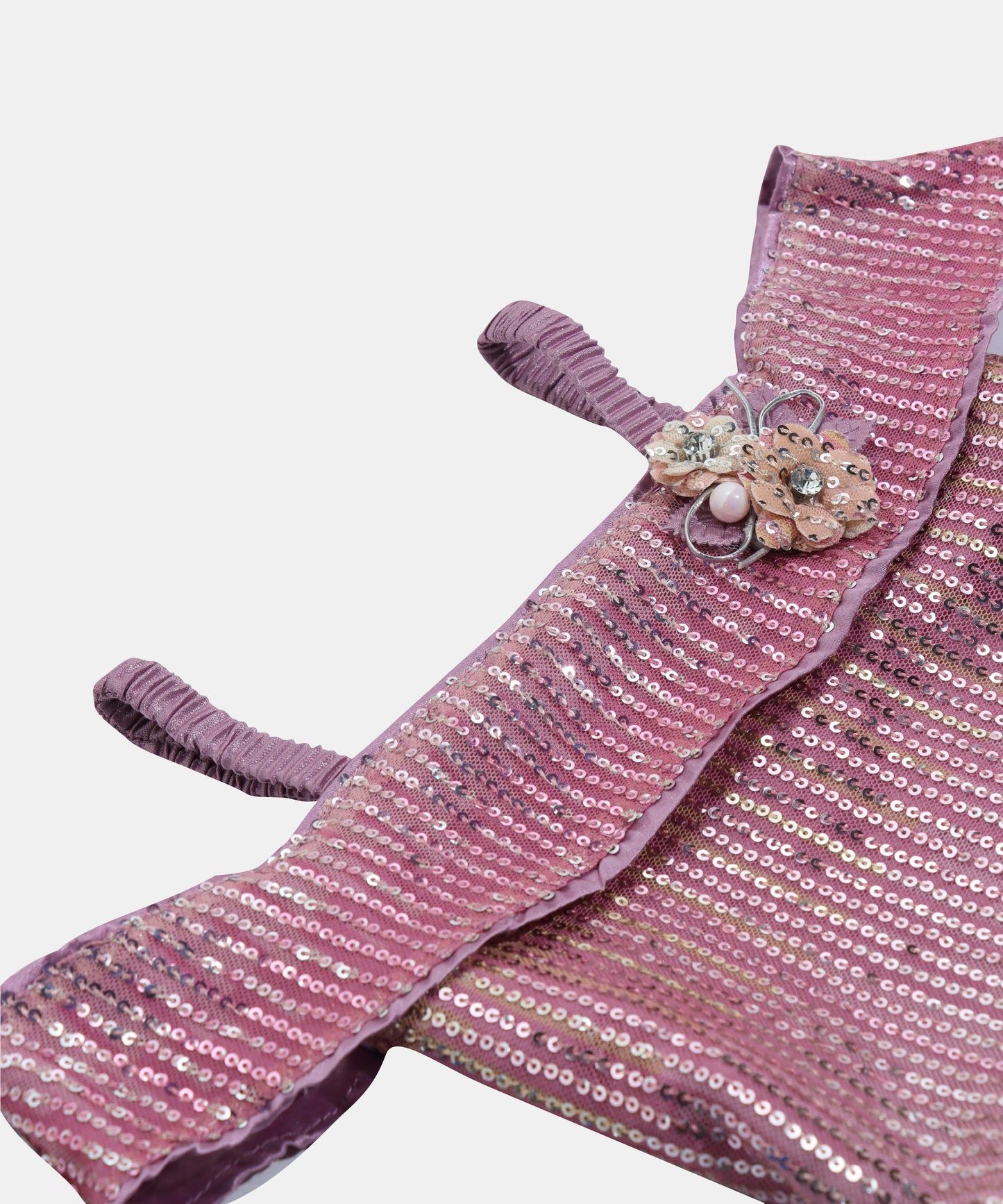 Tiny Gril Pink Sequin & Ribbed Off-Shoulder Girls Dress