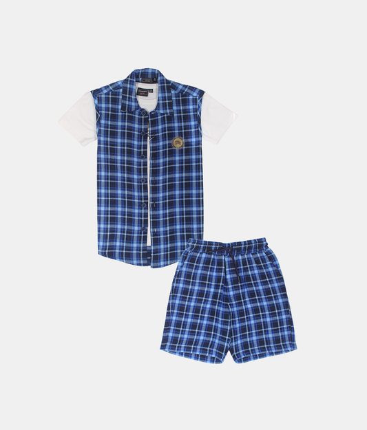 Danaboi Blue Checkered Boys Co-ord Set