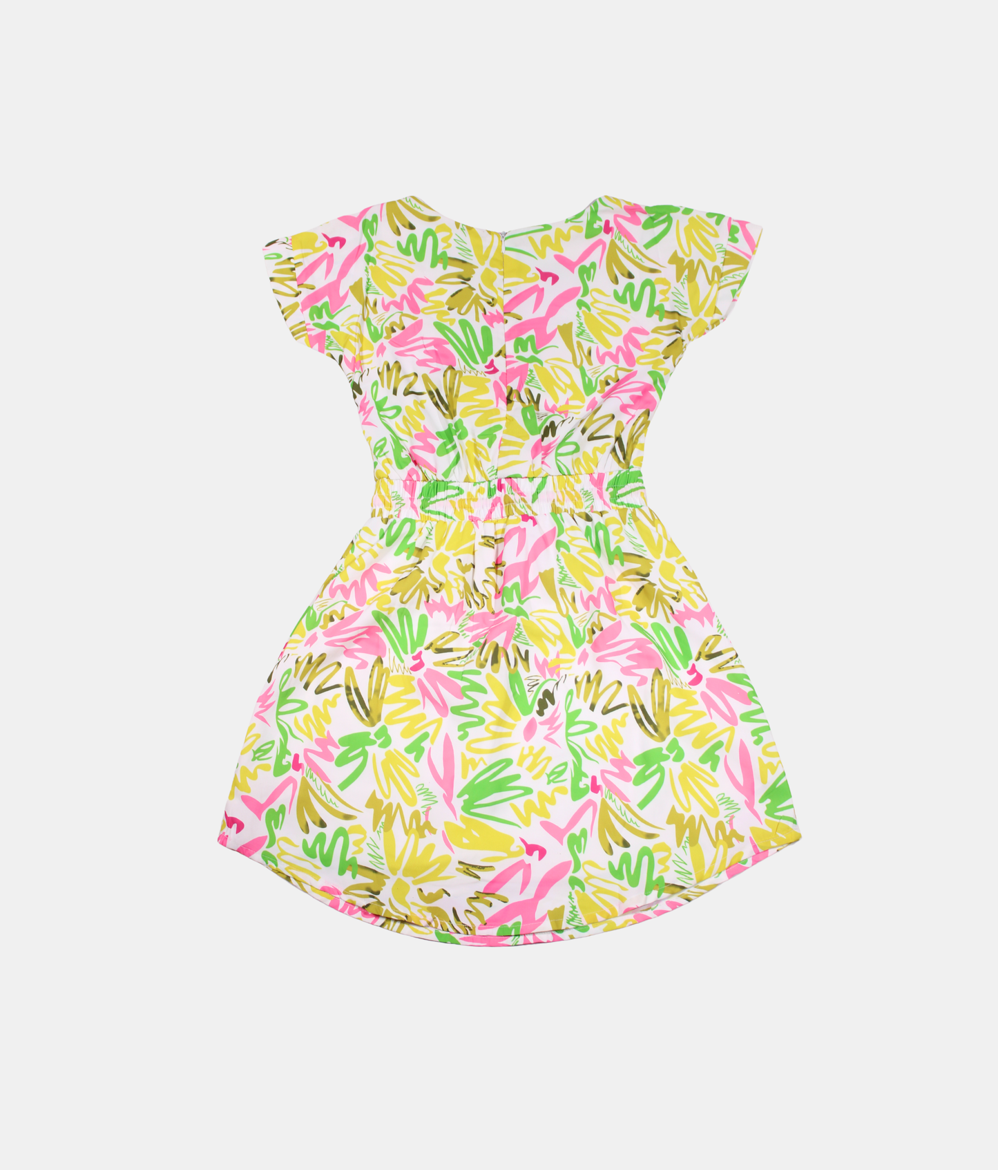 Tiny Girl Pink Yellow Floral Girls Dress