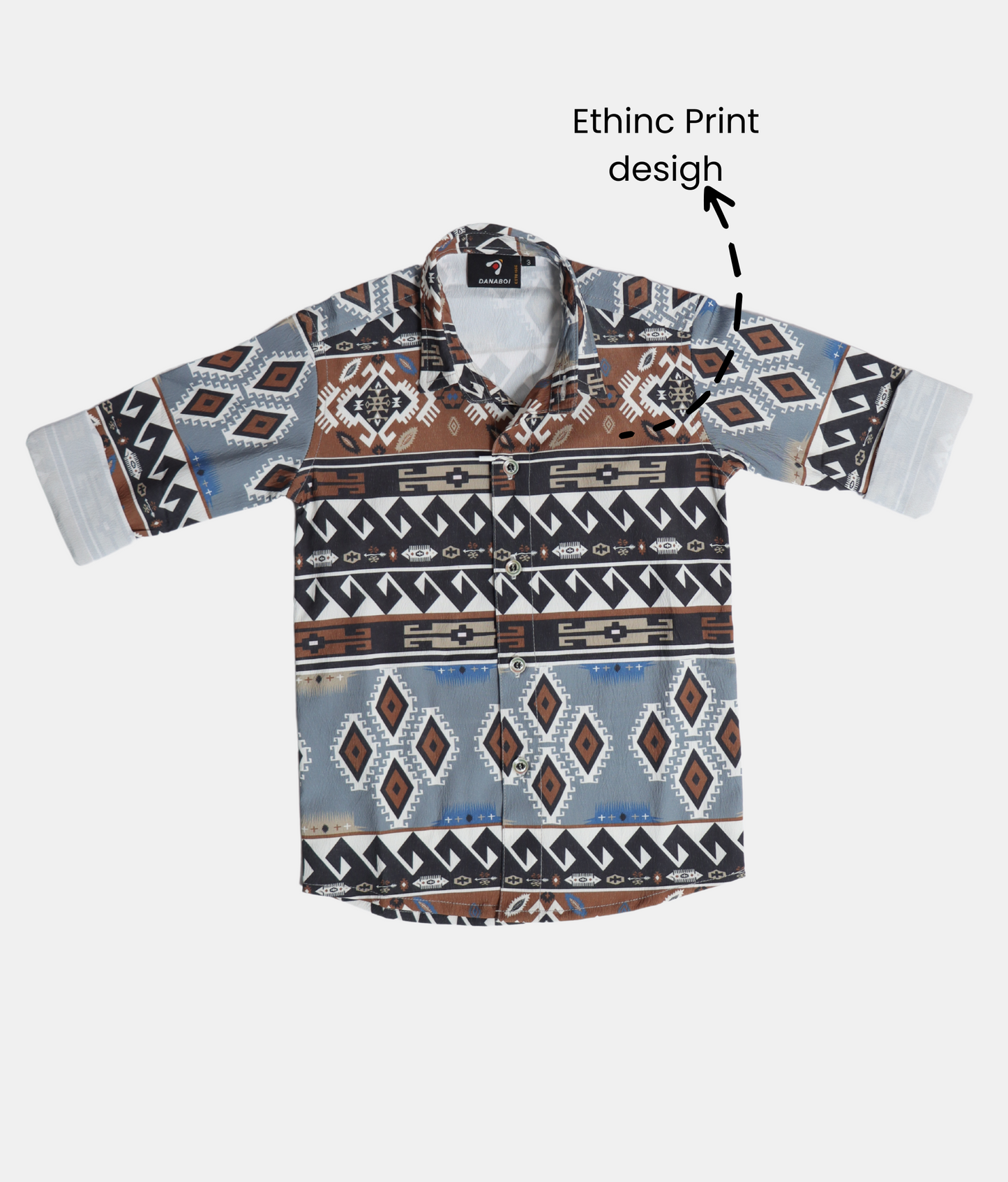 Danaboi Ethnic Print Boys Shirt Long Sleeve