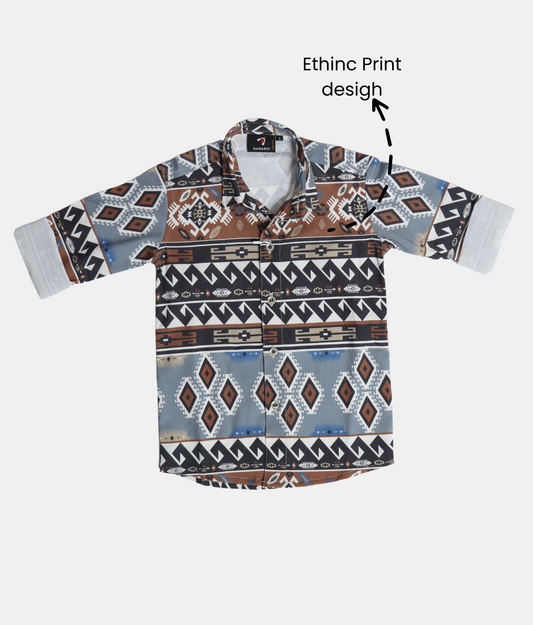 Danaboi Ethnic Print Boys Shirt Long Sleeve