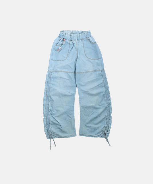Tiny Girl Sky Blue Wide  Leg Ruched Jeans for Girls