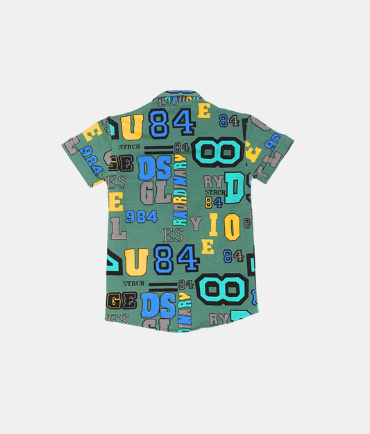 Danaboi Green Alphabet Print Boys Shirt