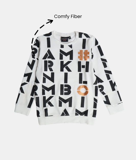 Danaboi White Graphic Print Boys T-Shirt Full Sleeve