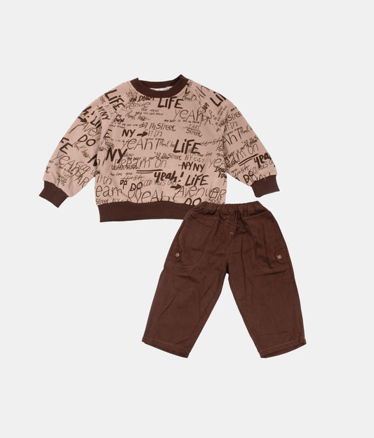 DAPP Brown Boys Sweatshirt and Pant Set