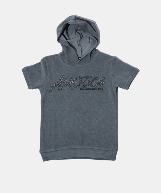 Danaboi Charcoal Grey "AMERICA" Hooded T-Shirt