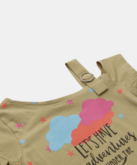 Tiny Girl  Mustard One Shoulder Printed Top