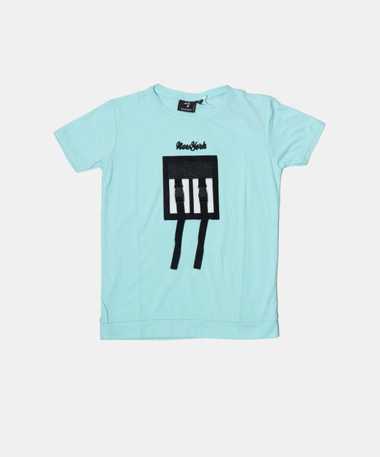 Danaboi Aqua Blue "New York" Buckle Patch T-Shirt