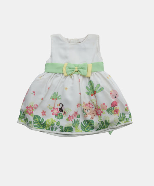 Tiny Girl Pastel Striped Polka Dot Girls Frock Dress with Pink Bow