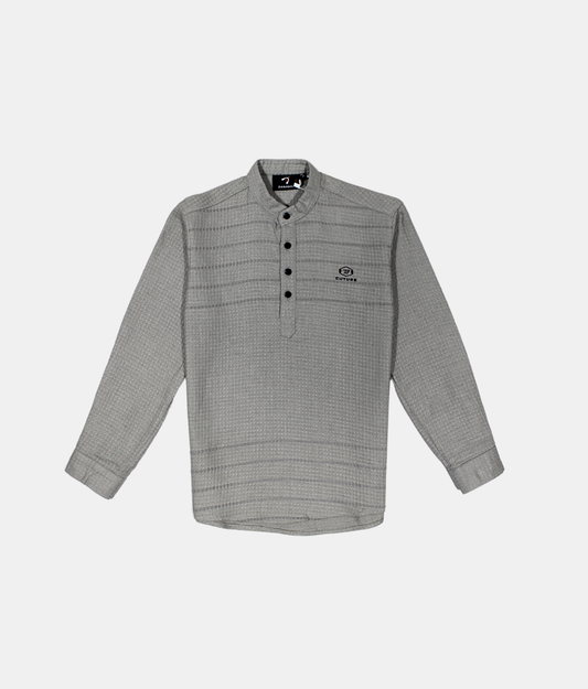 Danaboi Grey Textured Boys Kurta Shirt