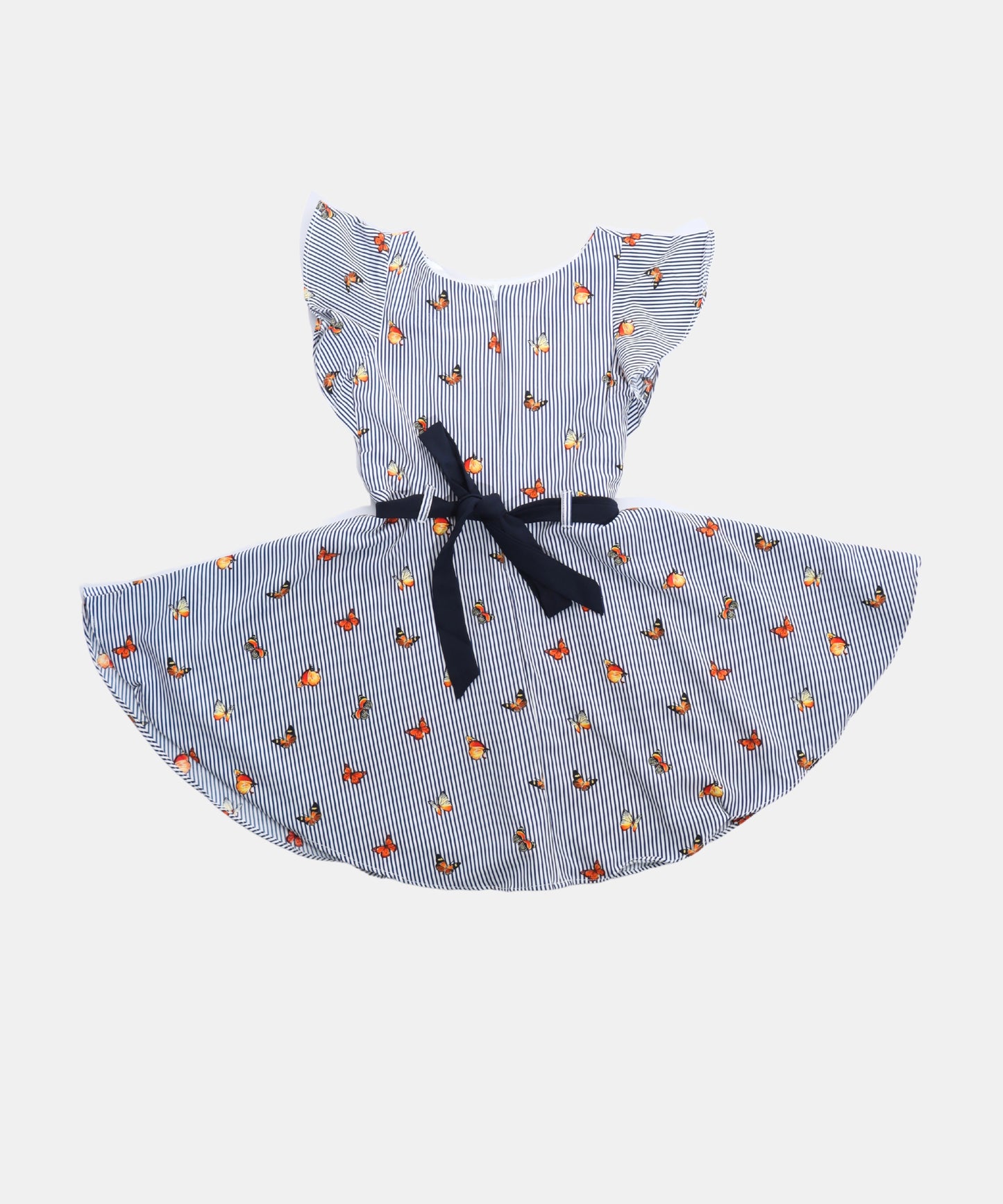 Tiny Girl Navy Striped Floral Girls Frock