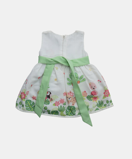 Tiny Girl Pastel Striped Polka Dot Girls Frock Dress with Pink Bow