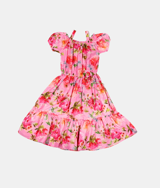 Tiny Girl Pink Floral Girls Dress