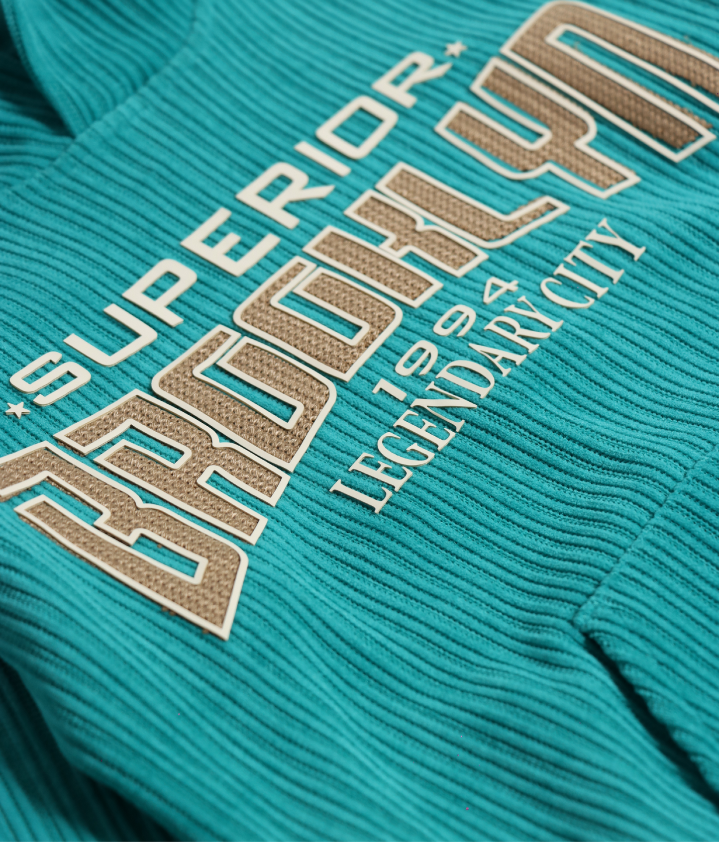 Danaboi Teal Ribbed Brooklyn Print Boys Hoodie