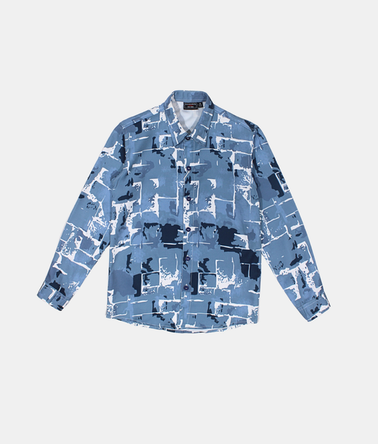 Danaboi Blue Abstract Print Boys Shirt with Full Sleeves