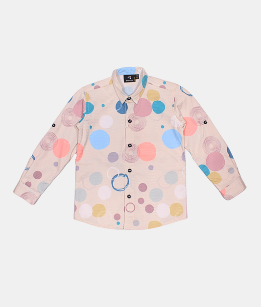 Danaboi Beige Multi-Polka Boys Shirt with Full Sleeves