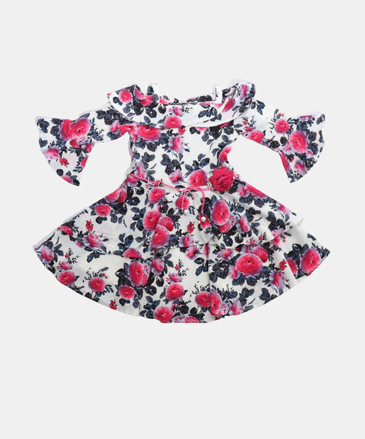 Tiny Girl White Floral Girls Frock