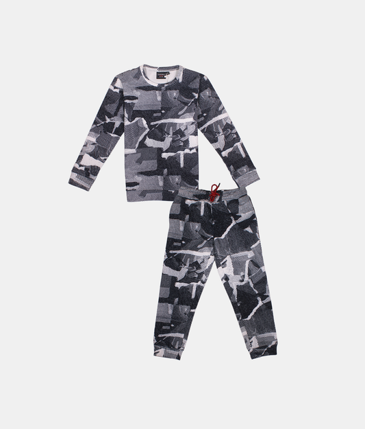 Danaboi Grey Camouflage Print Boys Full Co-ord Set