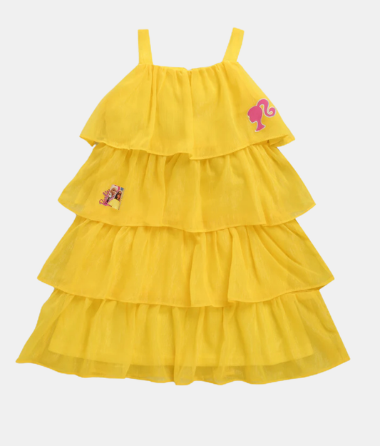Yellow Barbie Girls Layered Midi