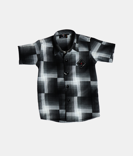 Danaboi Black & White Checked Boys Shirt with Half Sleeves