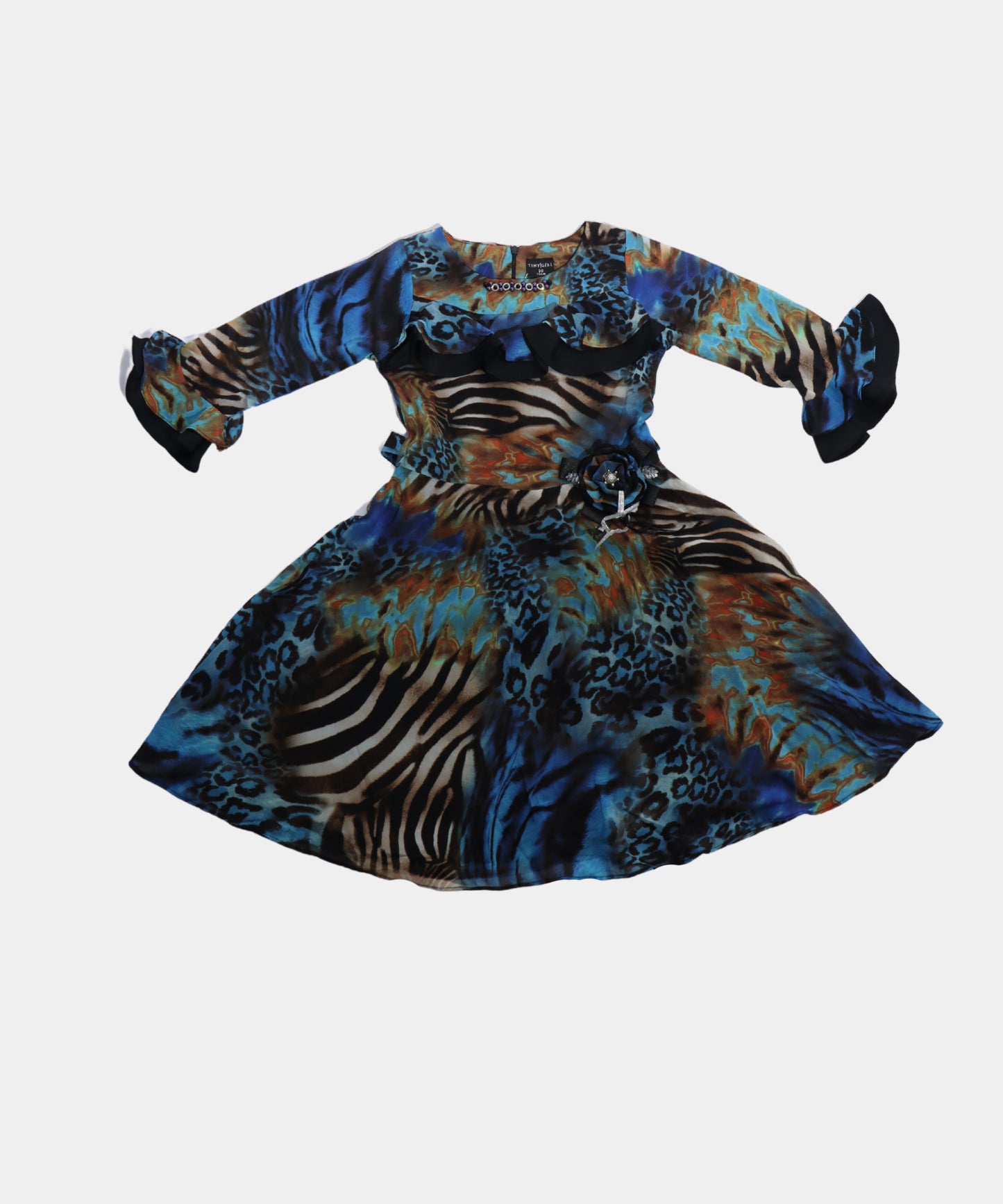 Tiny Girl Multicolor Animal Print Girls Frock