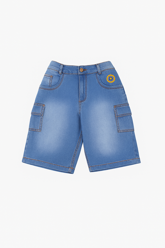 Little kangaroo Blue Boys Denim Cargo Shorts