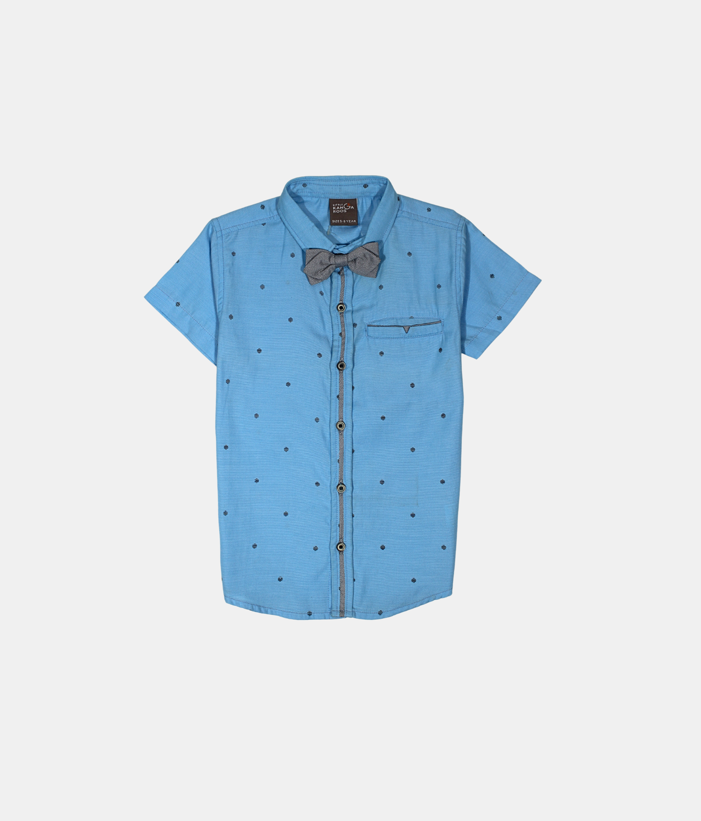 Little Kangaroos Sky Blue Printed Boys Shirt with Bow