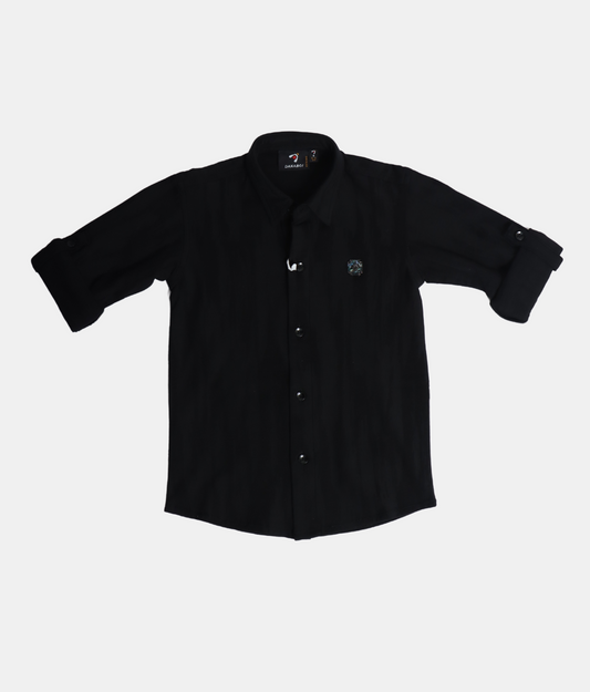 Danaboi  Black Boys Shirt with Roll Up Sleeves