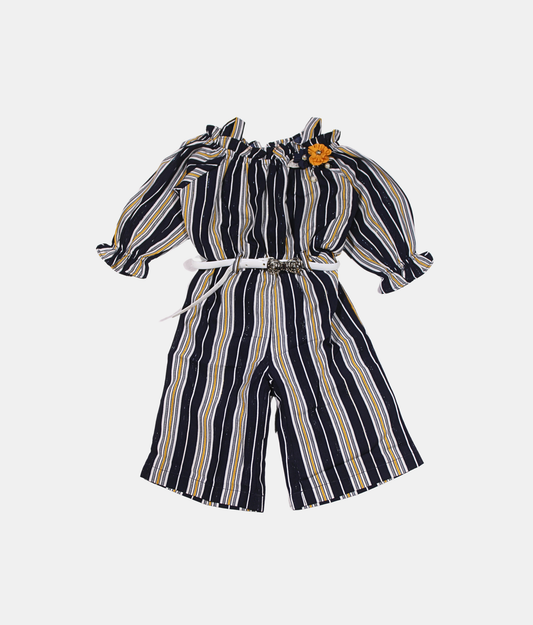 Tiny Girl Navy Striped Girls Jumpsuit