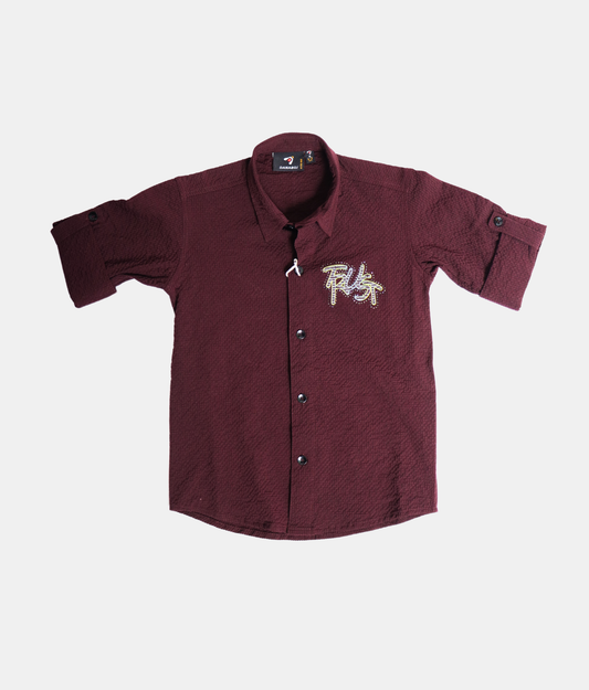 Danaboi Maroon Full Sleeve Boys Shirt