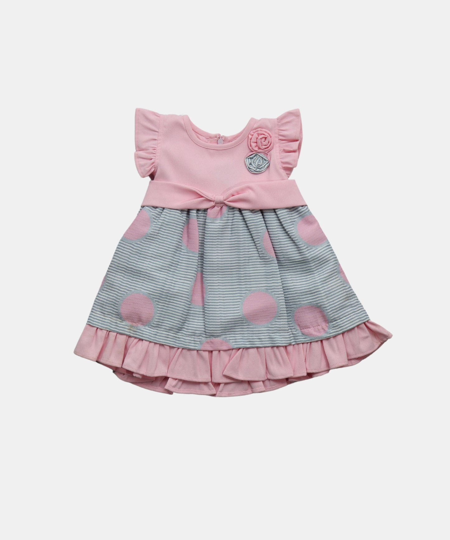 Tiny Girl Pink & Grey Polka Dot Girls Dress