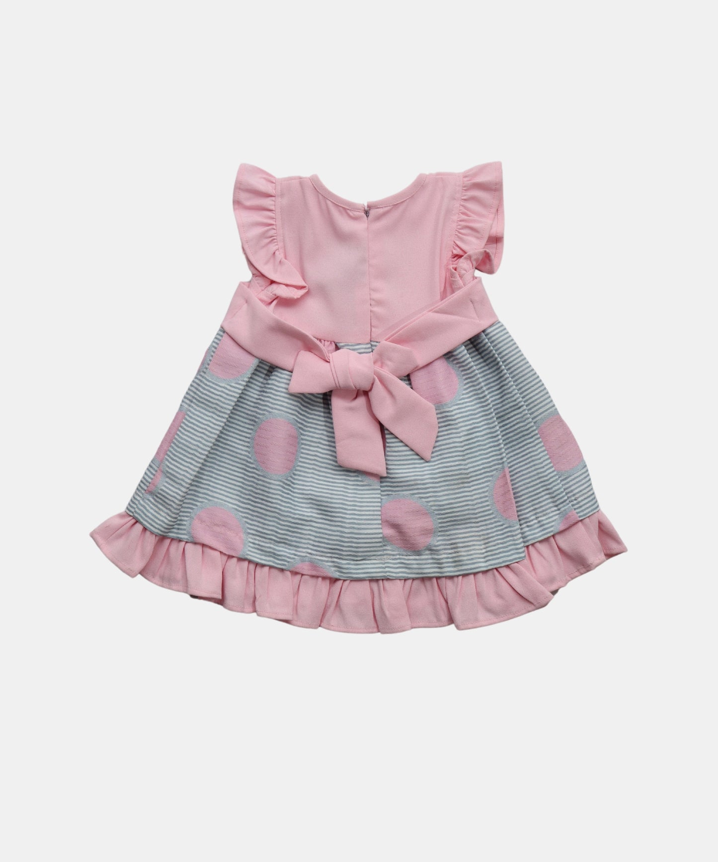 Tiny Girl Pink & Grey Polka Dot Girls Dress