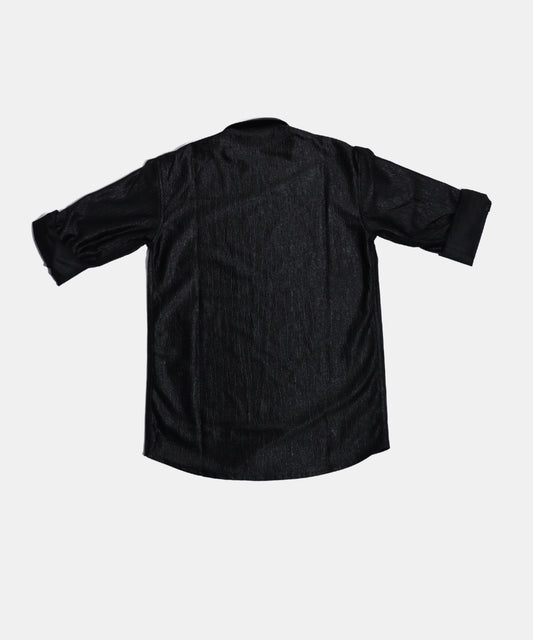 Danaboi Black Textured Shirt with Red Crest Patch