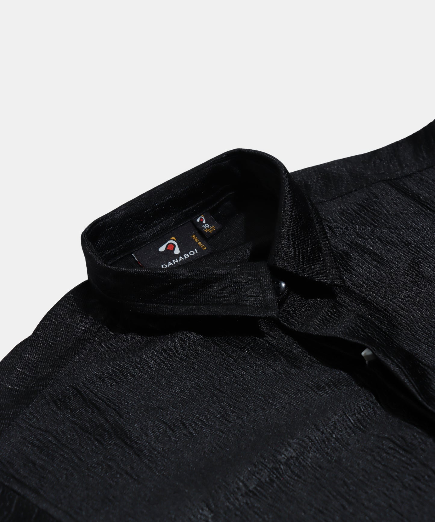 Danaboi Black Textured Shirt with Red Crest Patch