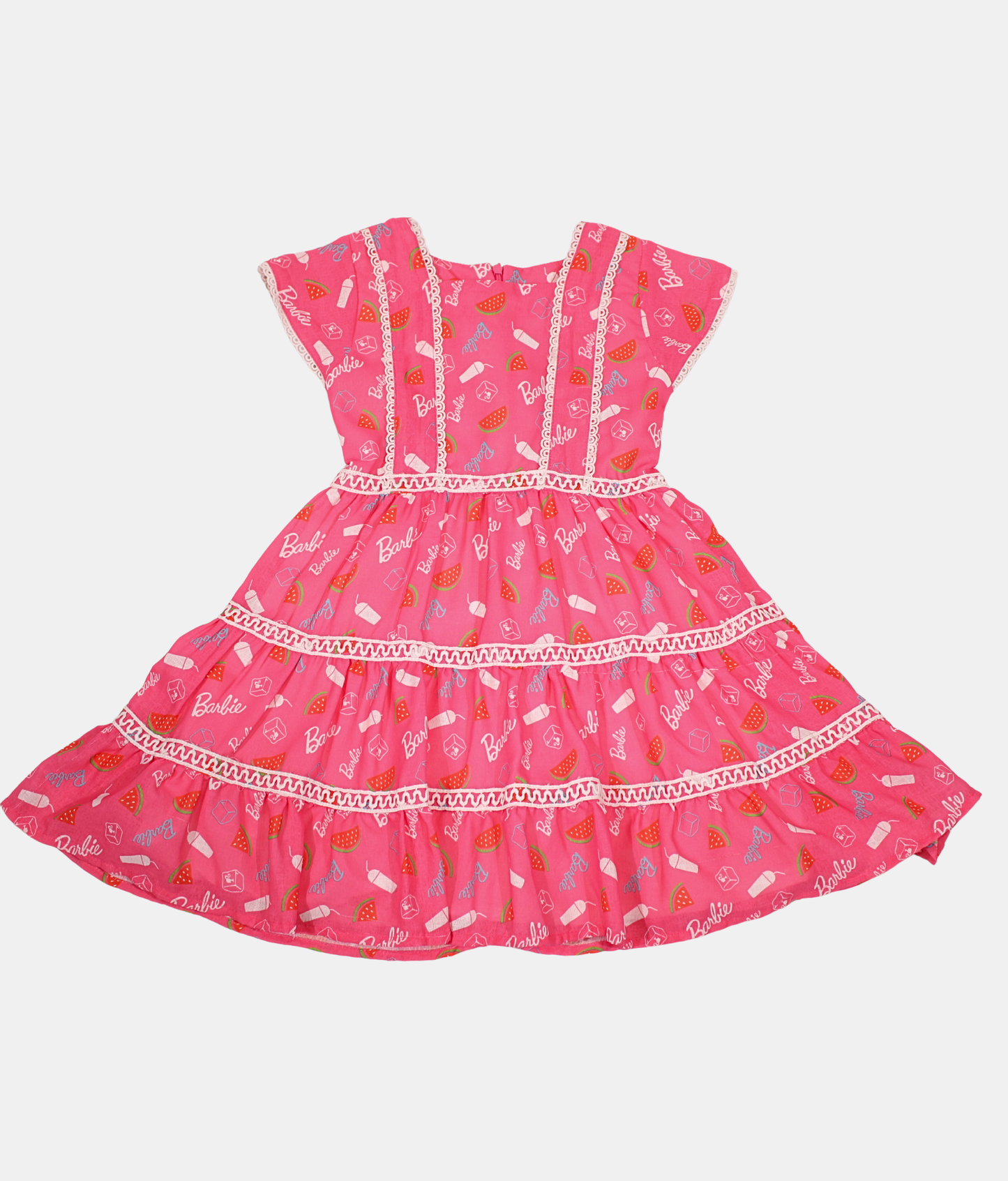 Tiny Girl Pink Barbie Print Girls Dress
